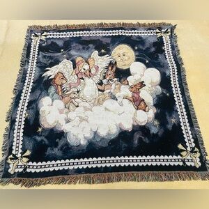 Whimsical 1990 Mother Goose Rhymes Tapestry by Donna Ray Woven Tapestry